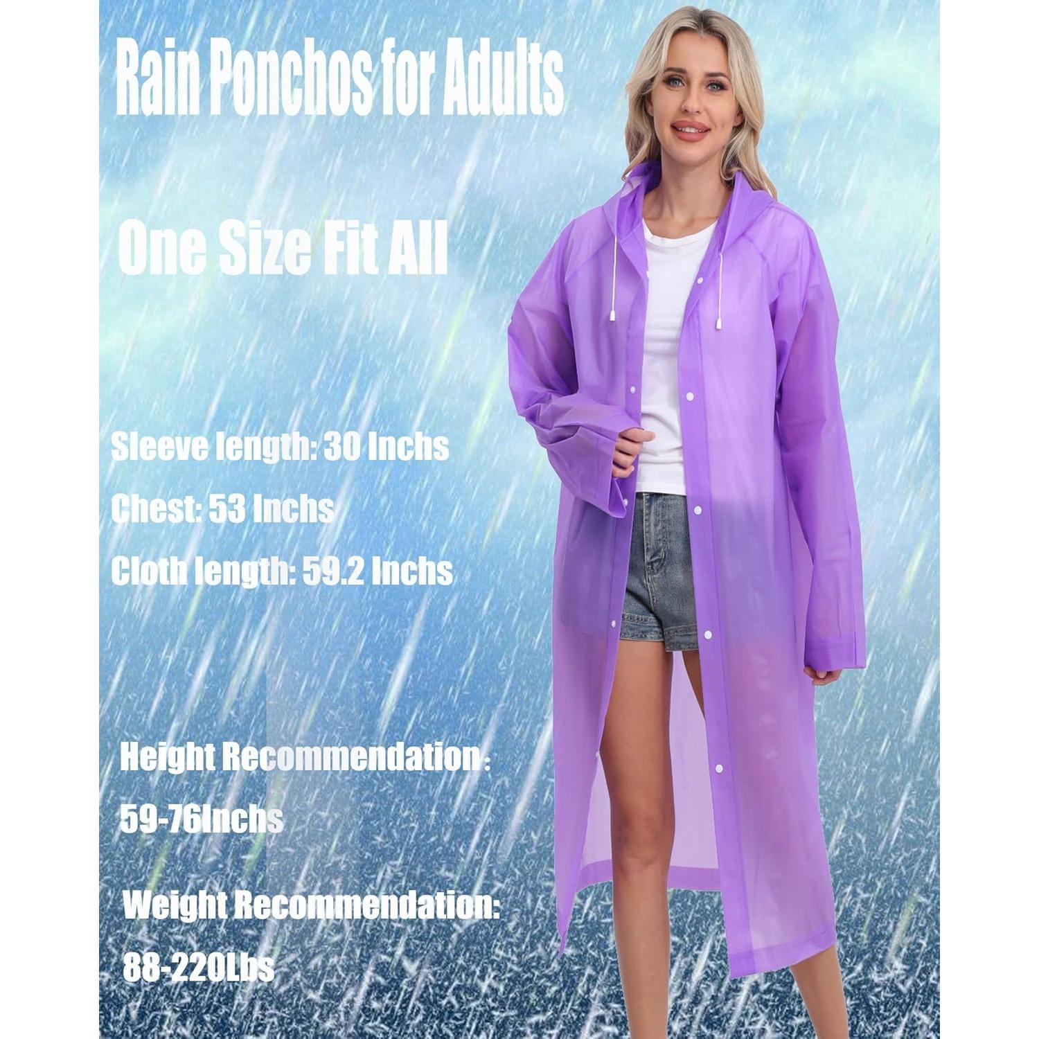 2 Ponchos de Lluvia Reutilizables HOOMBOOM para Adultos 69.85x149.86cm