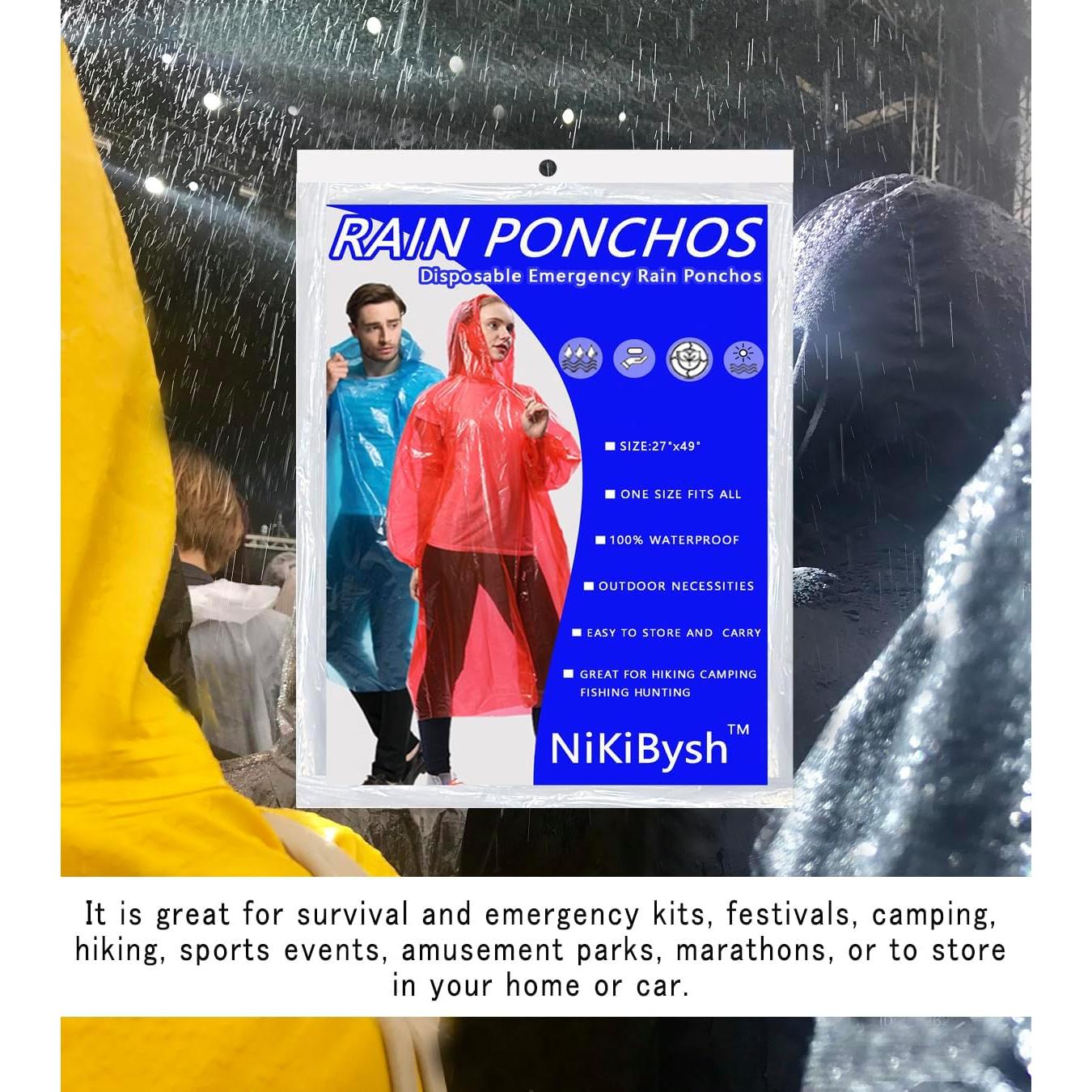 Ponchos de Lluvia Desechables NiKiBysh 10 Piezas Ajustables