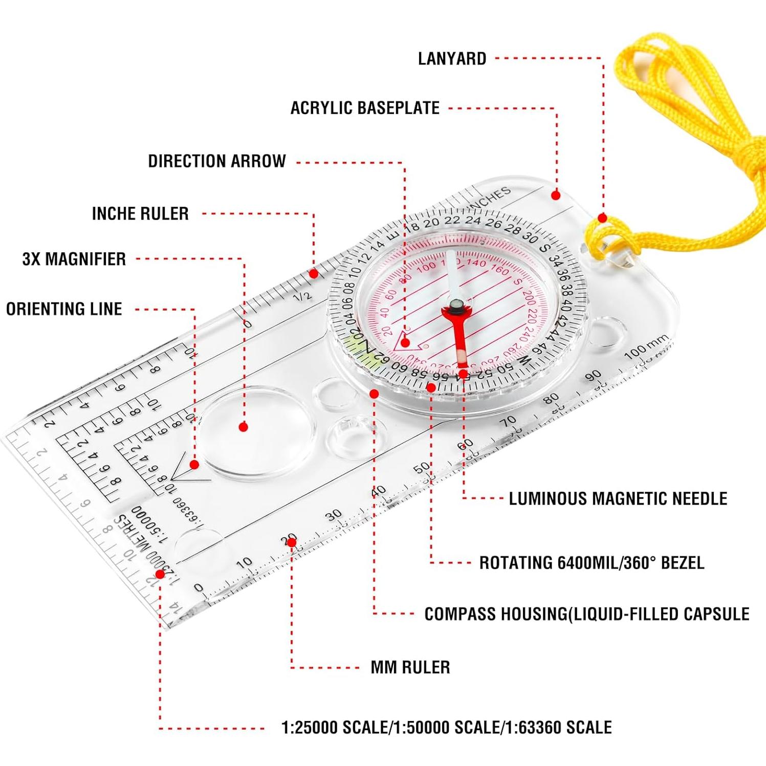 Brújula de Navegación Militar Eyeskey con Inclinómetro 15.5x9.5cm