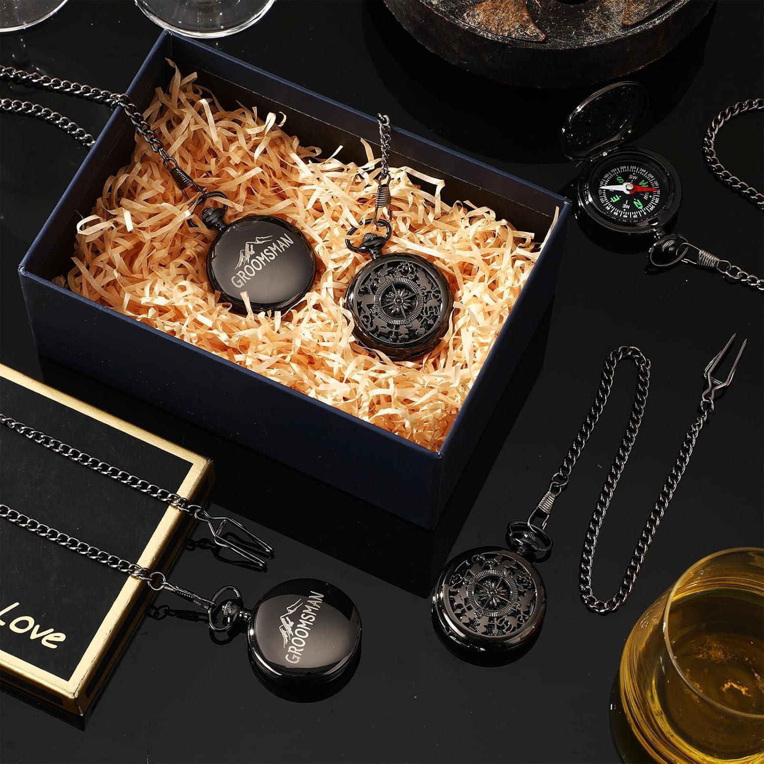 5 Brújulas de Bolsillo Grabadas Anglechic para Padrinos