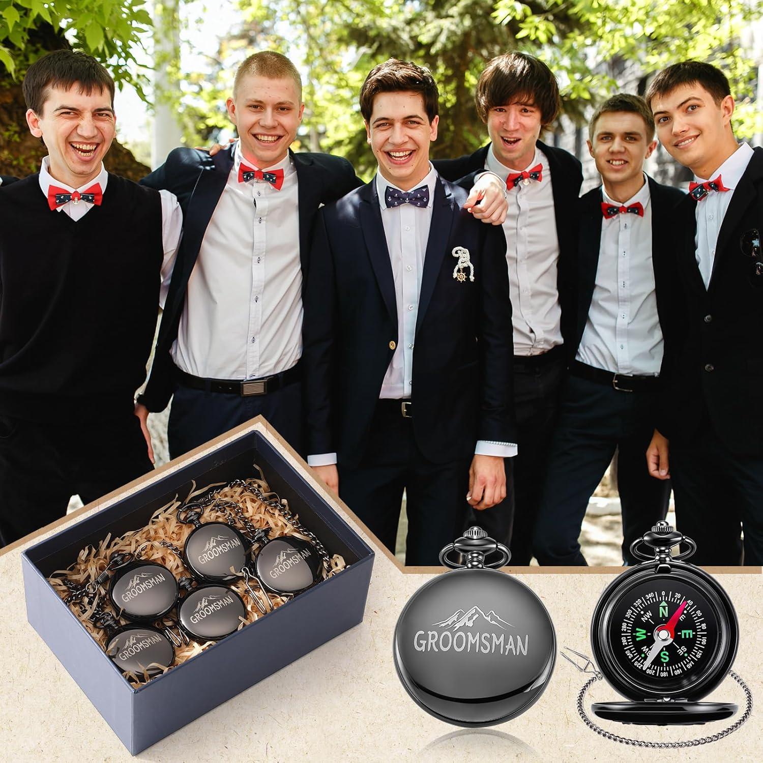 5 Brújulas de Bolsillo Grabadas Anglechic para Padrinos