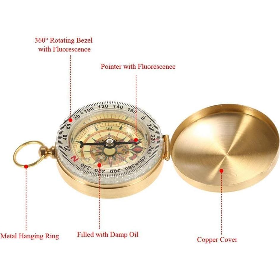 Brújula de Senderismo Rongon Luminosa Retro 120x50mm