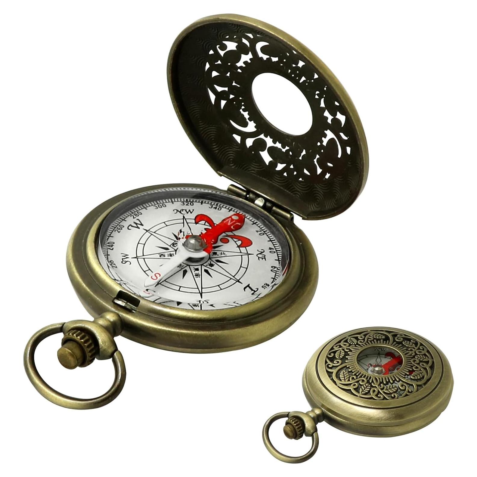 Brújula de Bronce Antiguo YKQuarnion Impermeable para Camping