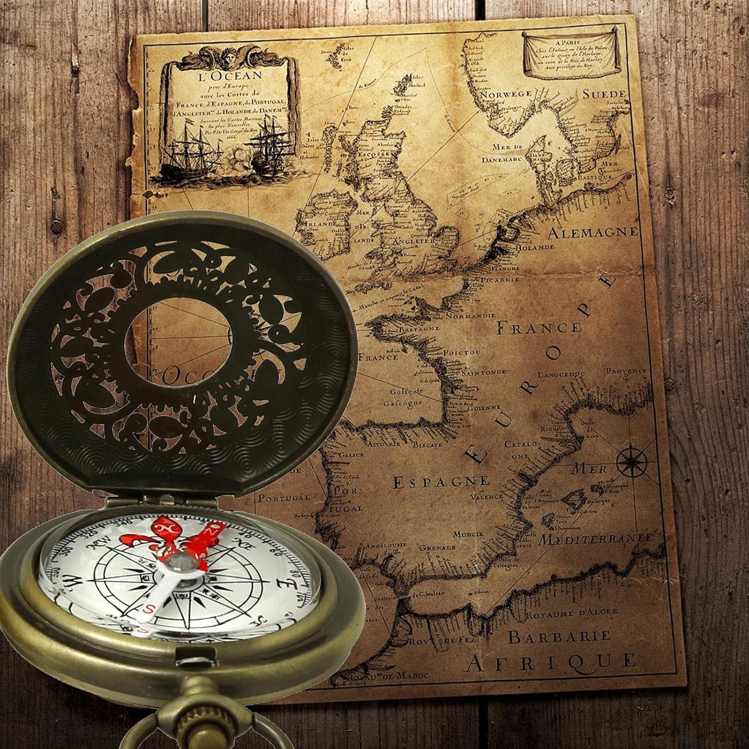 Brújula de Bronce Antiguo YKQuarnion Impermeable para Camping