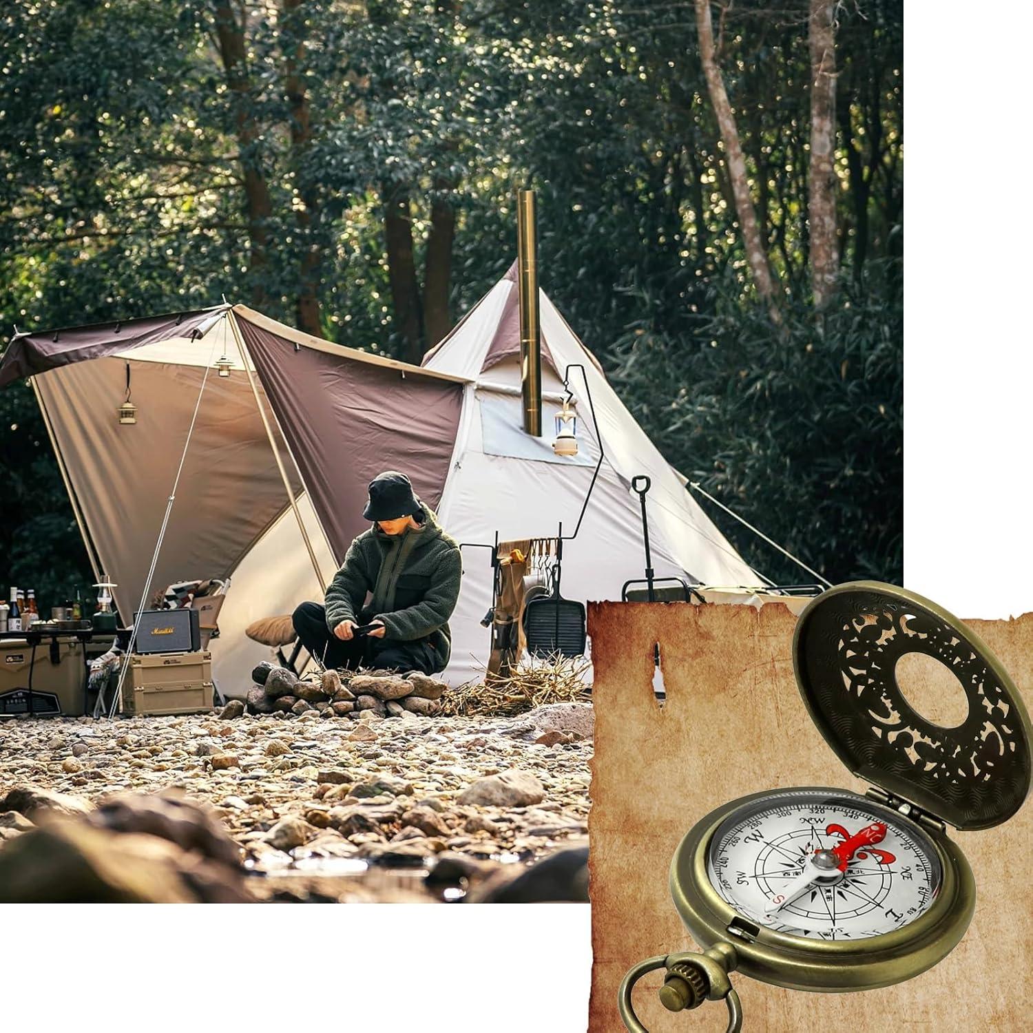 Brújula de Bronce Antiguo YKQuarnion Impermeable para Camping