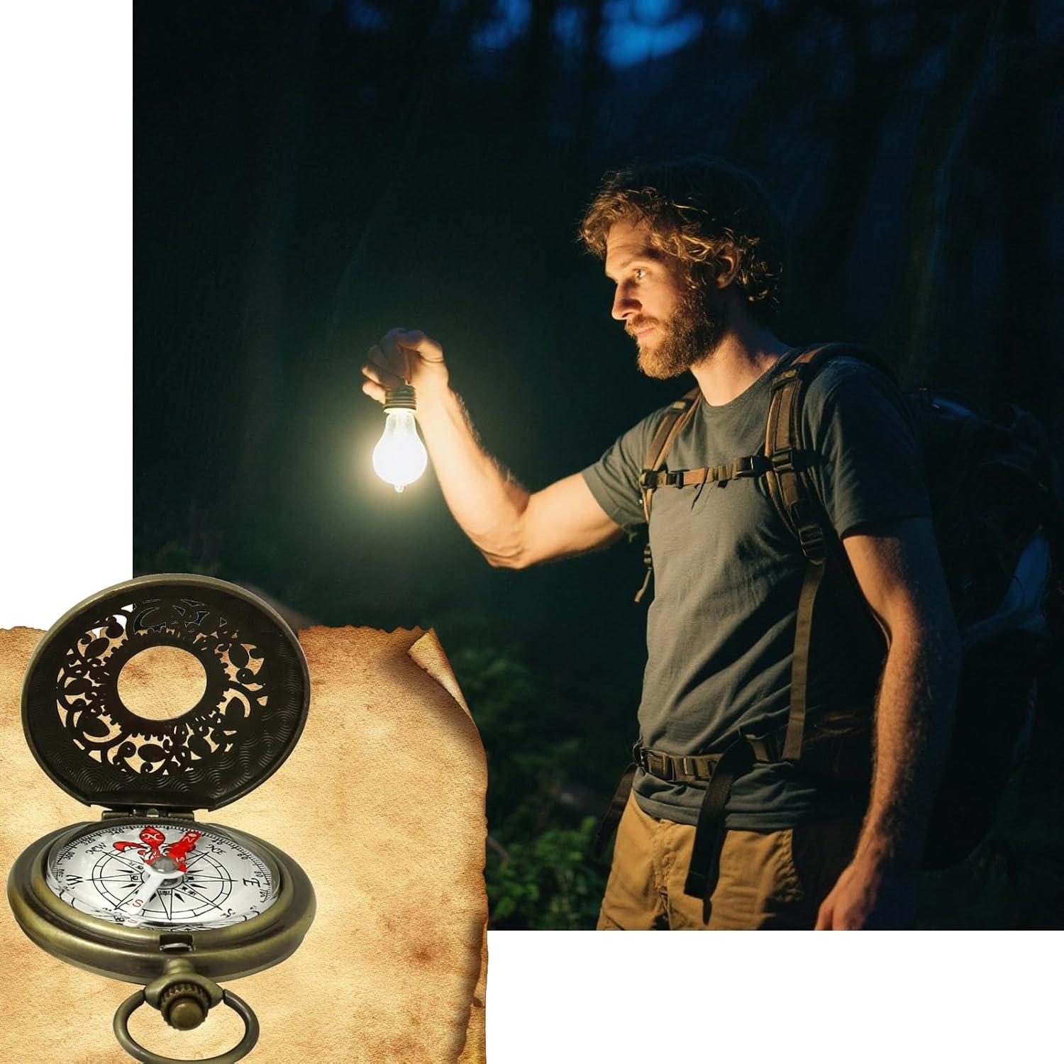 Brújula de Bronce Antiguo YKQuarnion Impermeable para Camping