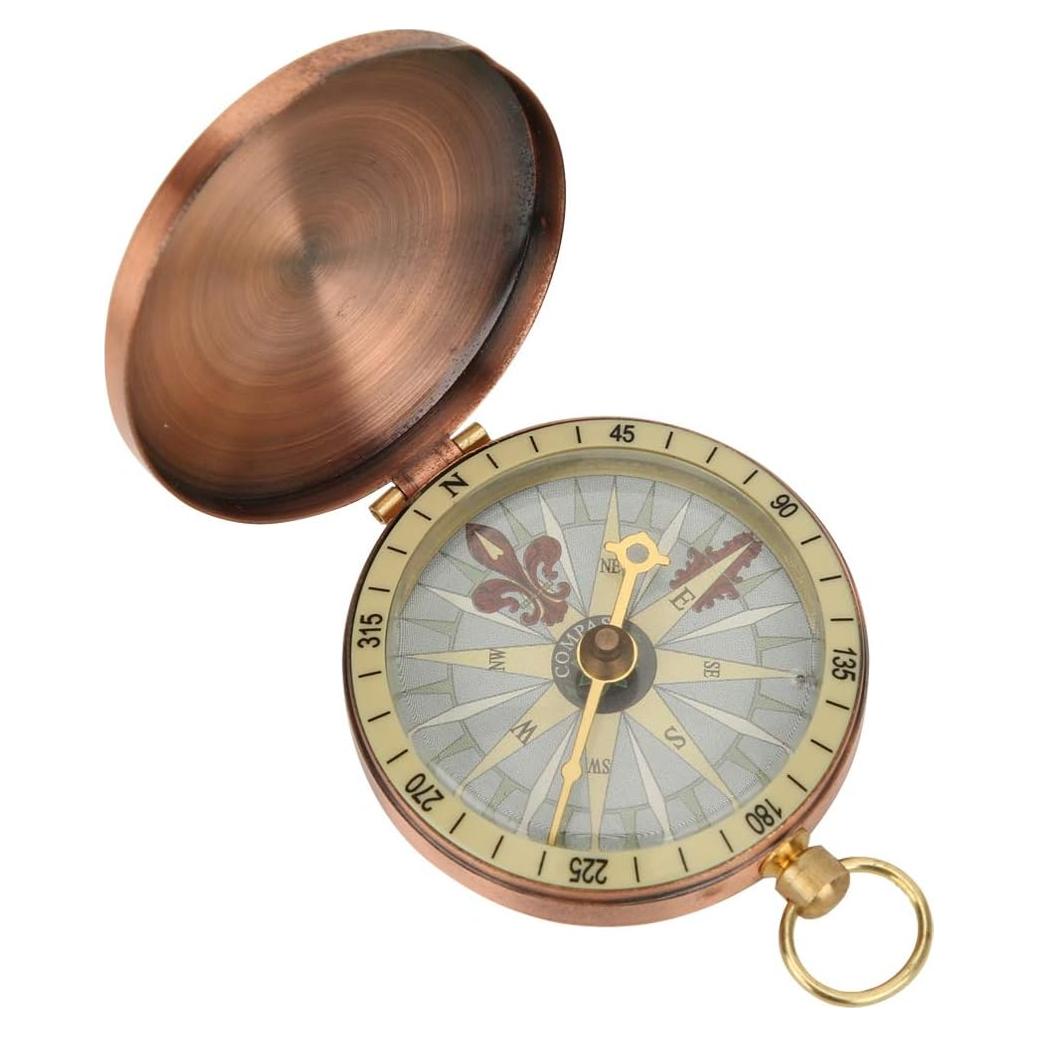 Brújula de bolsillo Joyzan vintage de cobre para camping