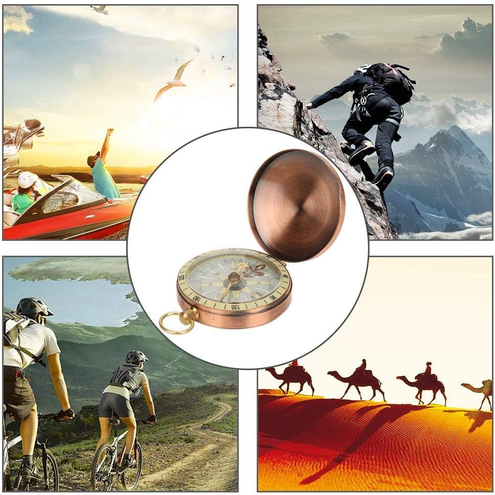 Brújula de bolsillo Joyzan vintage de cobre para camping
