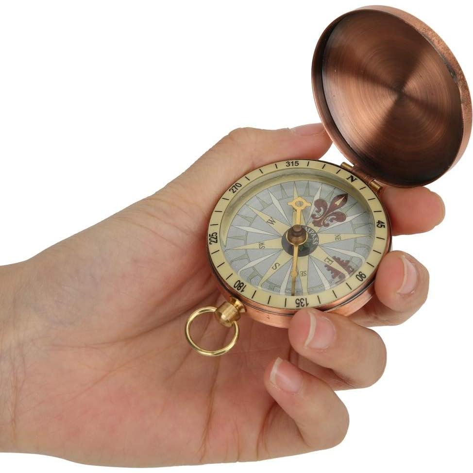 Brújula de bolsillo Joyzan vintage de cobre para camping