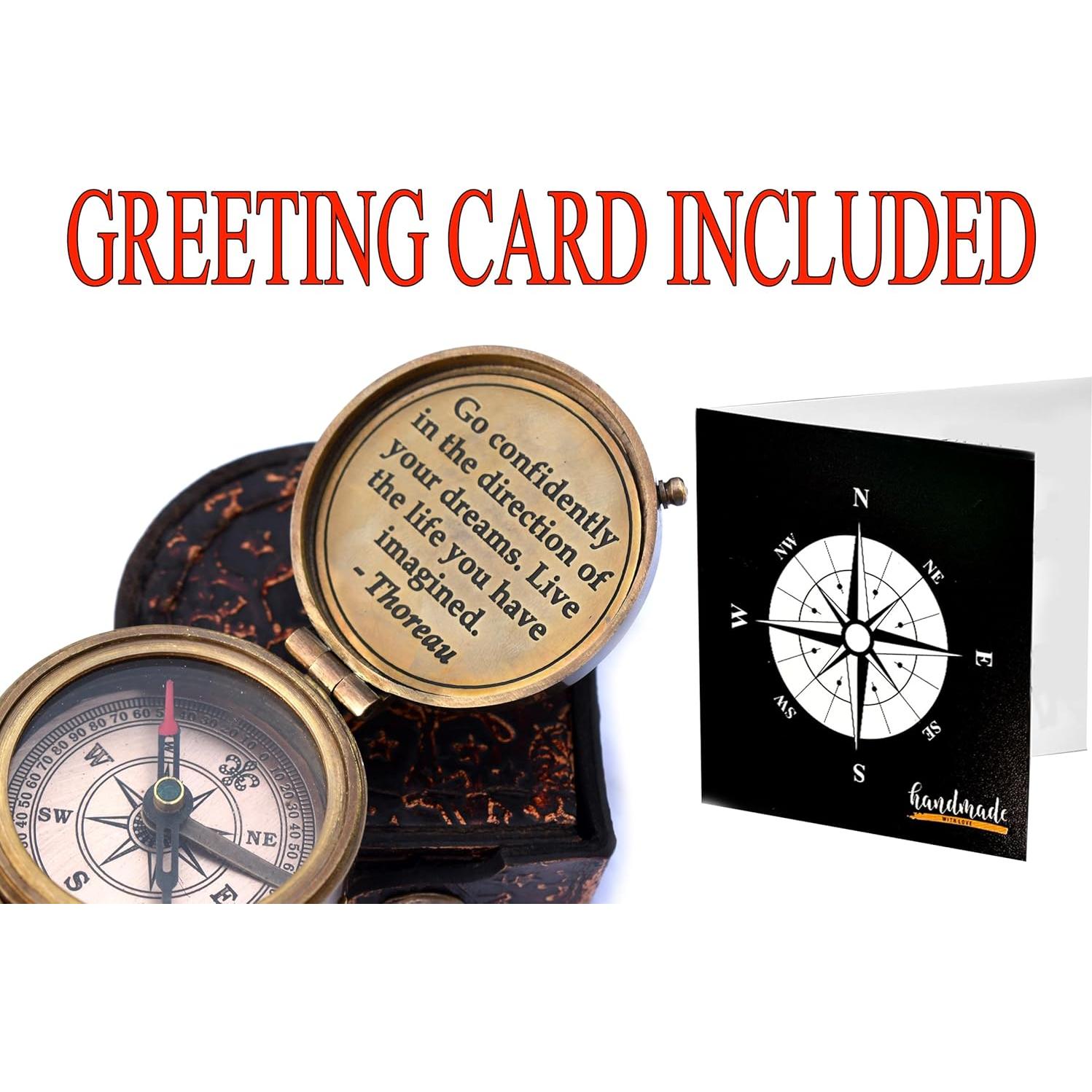 Brújula de latón TA dizayn con cita de Thoreau 5.1cm
