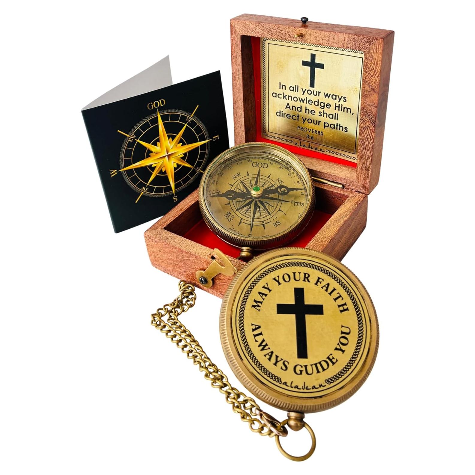Brújula de Fe ALADEAN - Regalo Religioso Católico Unisex