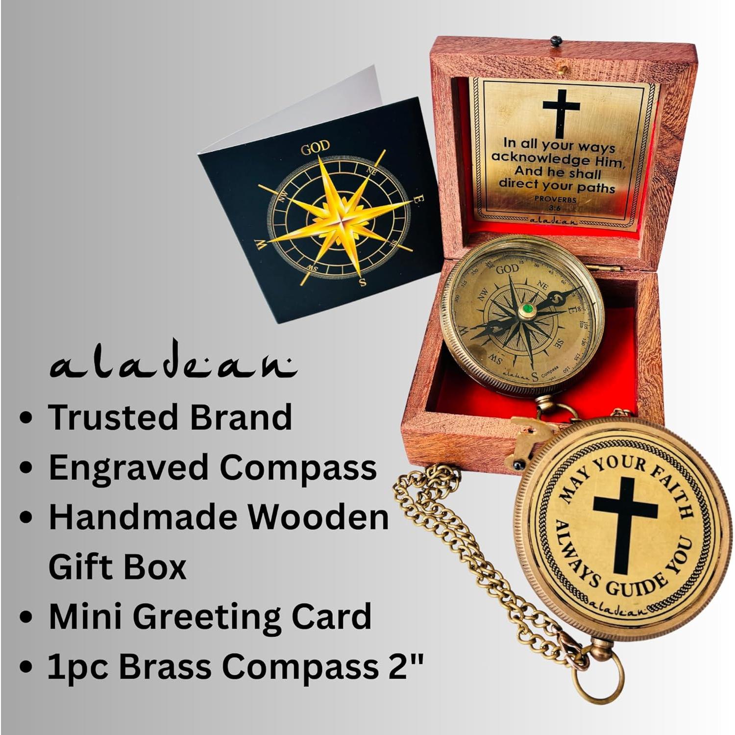 Brújula de Fe ALADEAN - Regalo Religioso Católico Unisex