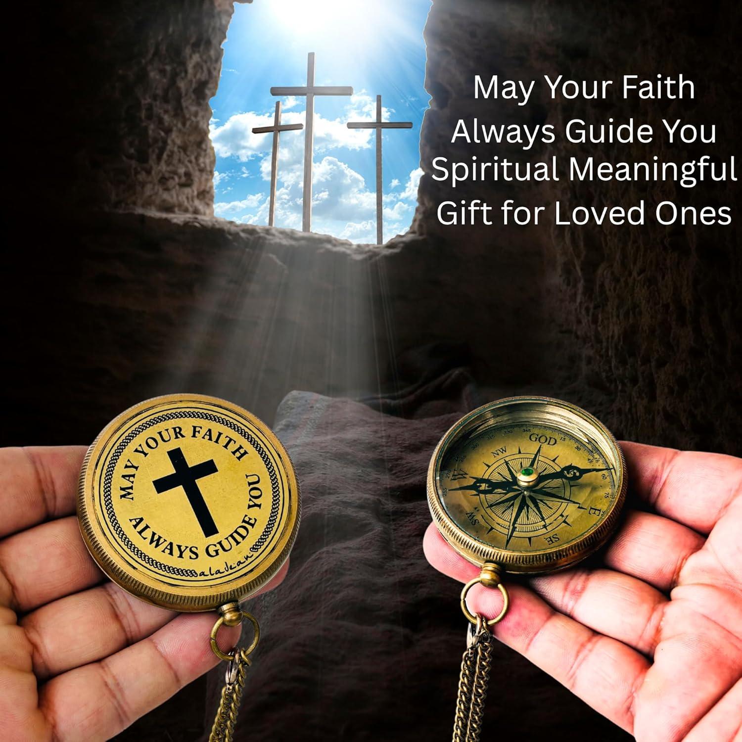 Brújula de Fe ALADEAN - Regalo Religioso Católico Unisex