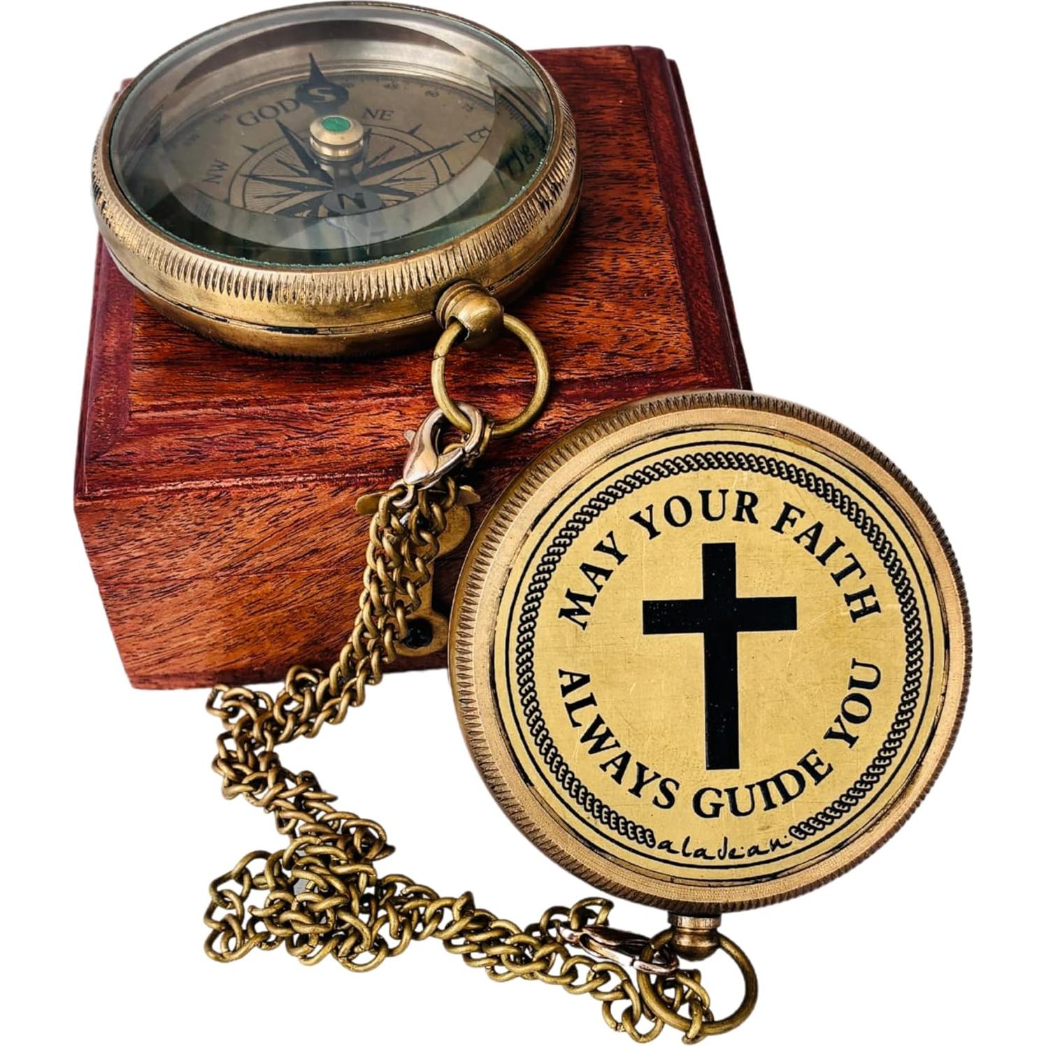 Brújula de Fe ALADEAN - Regalo Religioso Católico Unisex