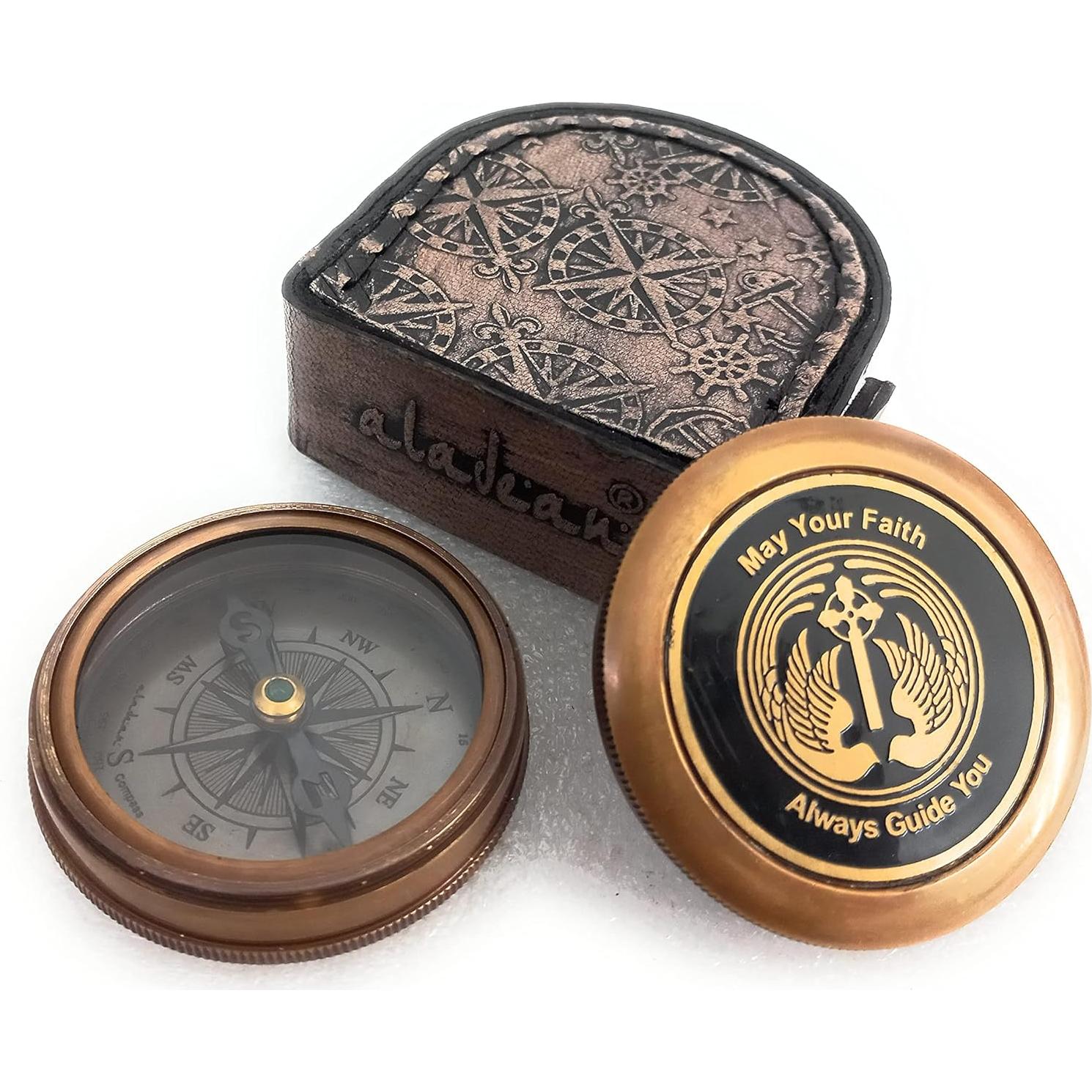 Brújula de Fe ALADEAN - Regalo Religioso Católico Unisex