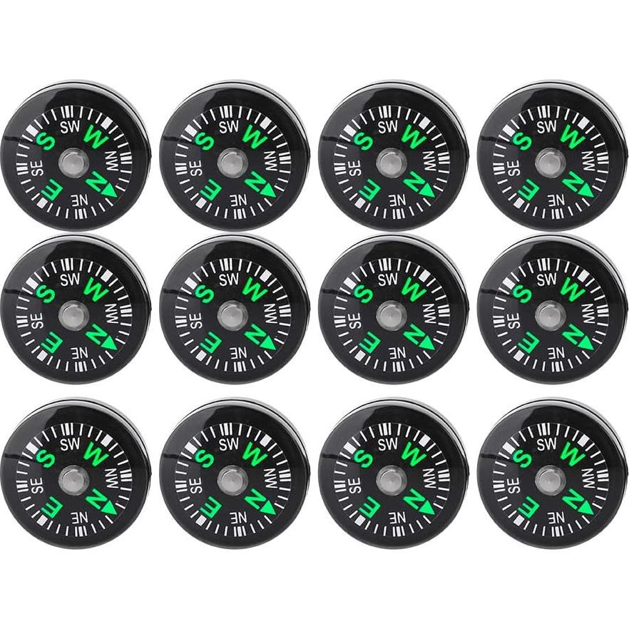 Mini Brújula Lleno de Aceite Keenso 20mm 12pcs Camping