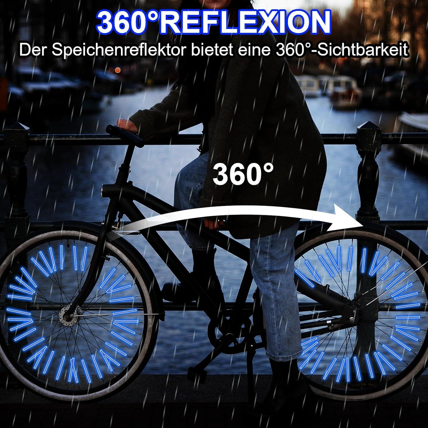 36 Cubiertas Reflectantes para Radios de Bicicleta Abeillo - Visibilidad 360°
