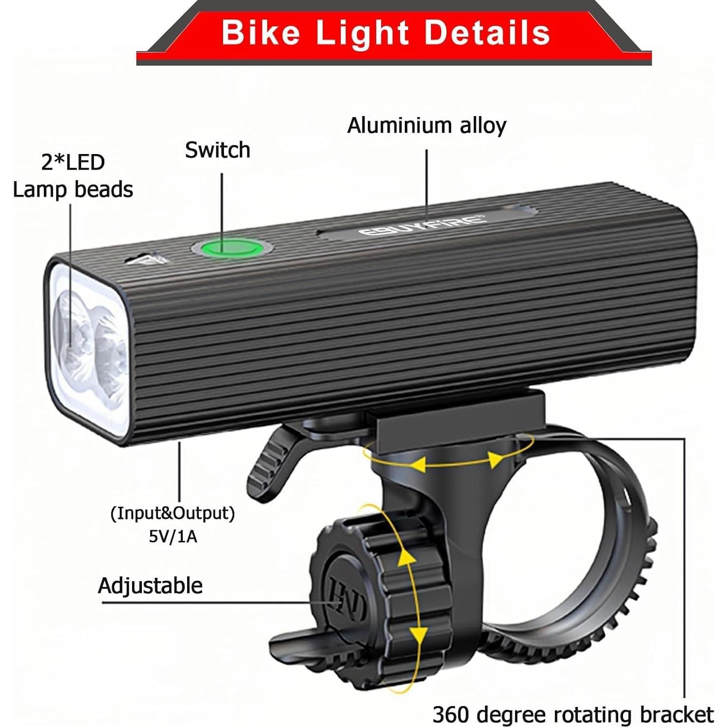 Juego de Luces de Bicicleta EBUYFIRE Recargables USB IPX5
