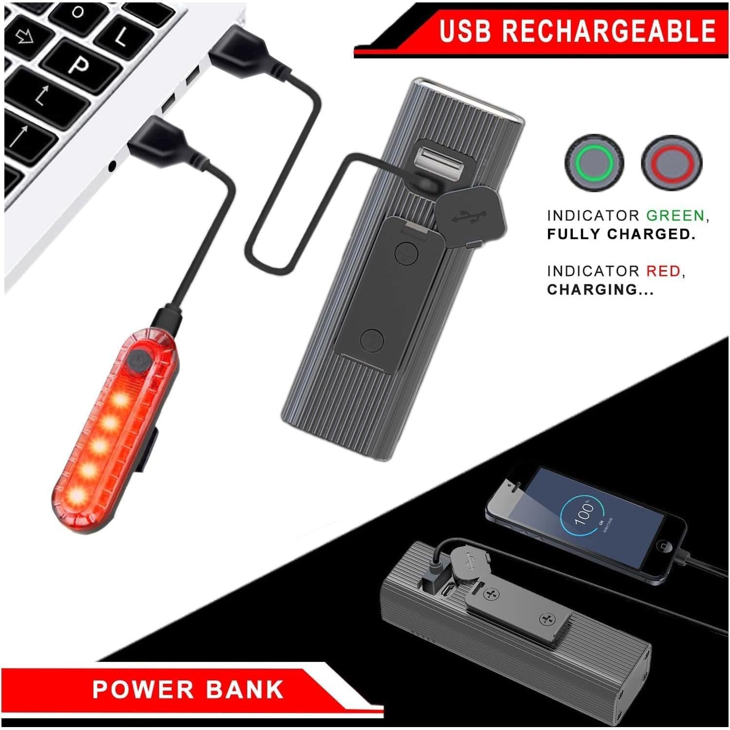 Juego de Luces de Bicicleta EBUYFIRE Recargables USB IPX5