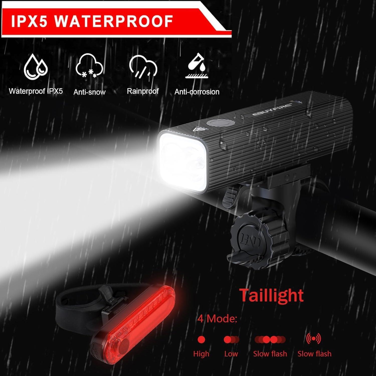 Juego de Luces de Bicicleta EBUYFIRE Recargables USB IPX5