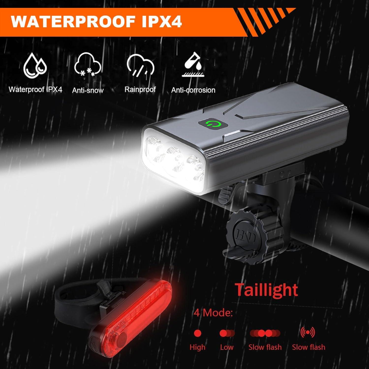 Juego de luces para bicicleta Genérico LED recargable 1200 lúmenes