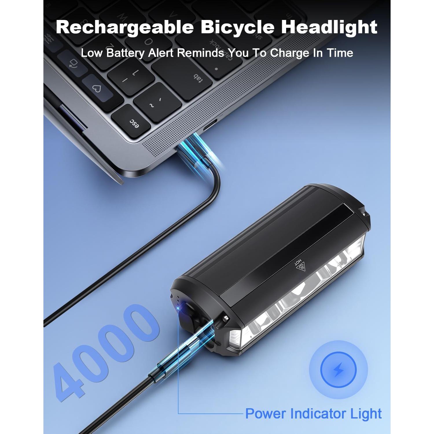 Luz Frontal de Bicicleta POWVINE EOS630 2000 Lúmenes Recargable