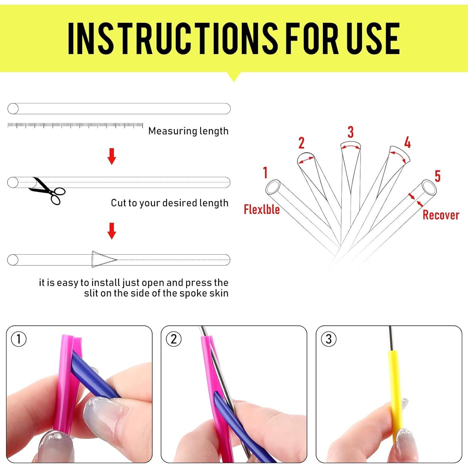 Cubiertas de Radios Tallew 216 Piezas para Bicicleta 24 cm