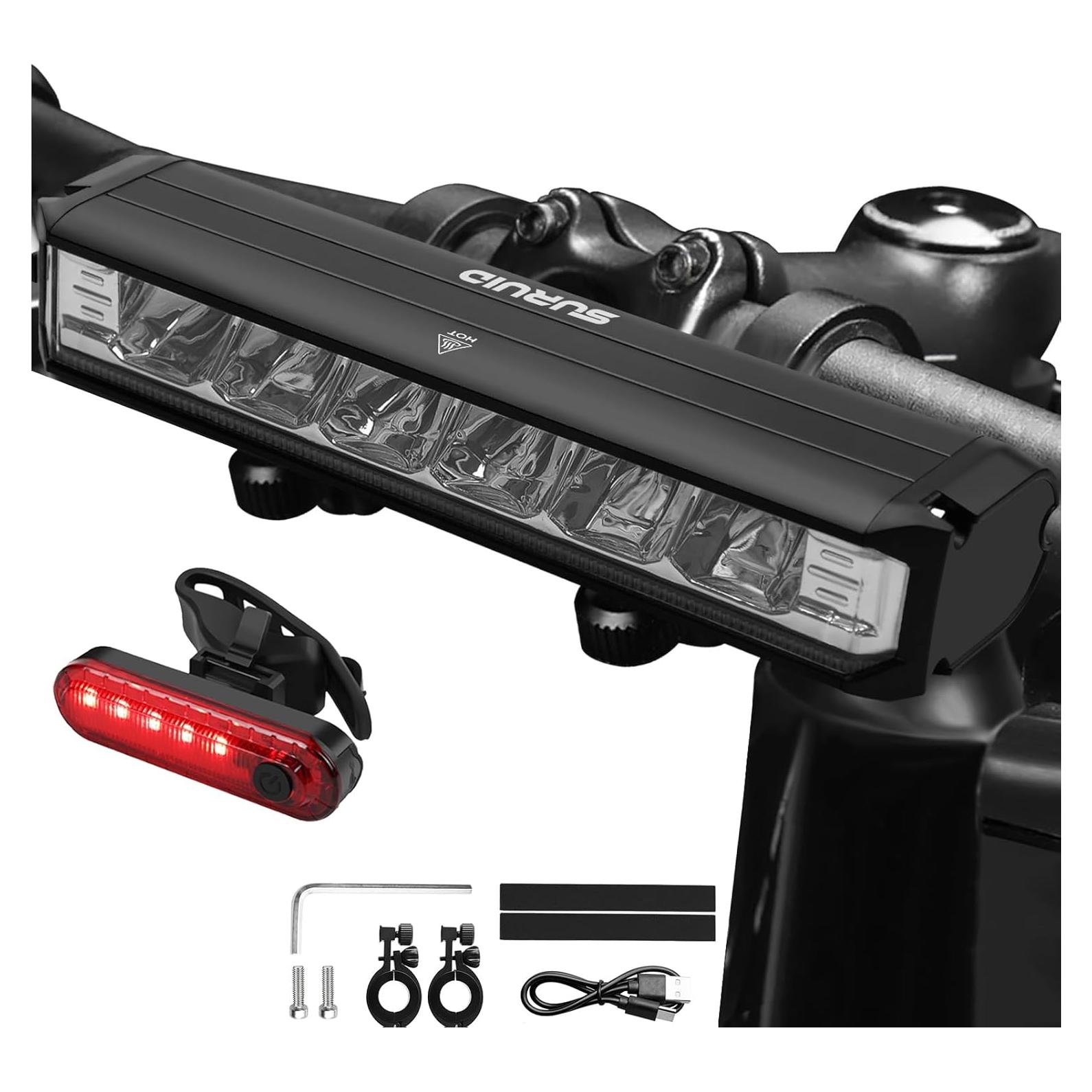 Faro LED Recargable Suruid 1800 Lúmenes Impermeable para Bicicleta