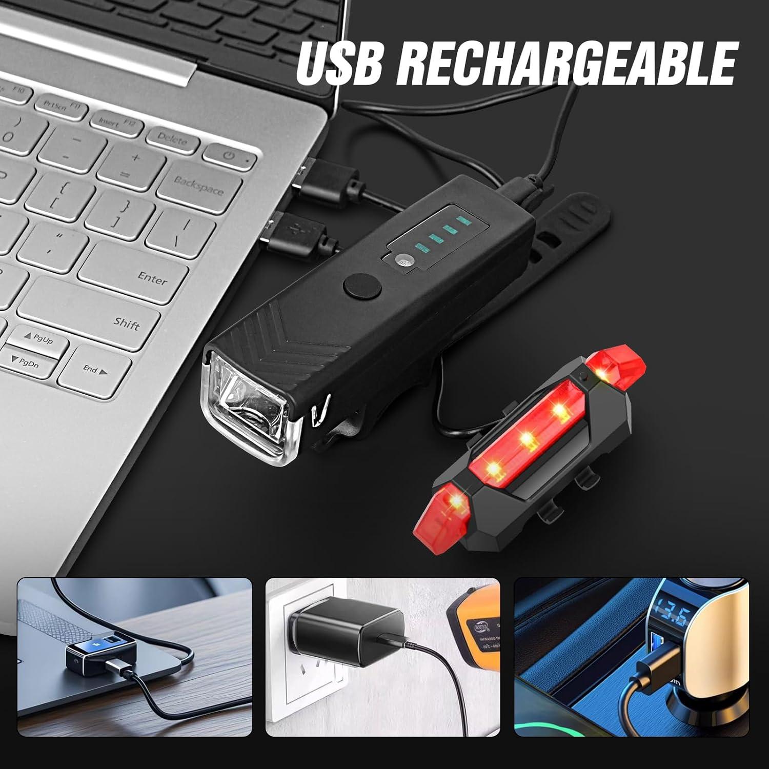 Juego de Luces para Bicicleta WGGE 300 Lúmenes Recargable USB