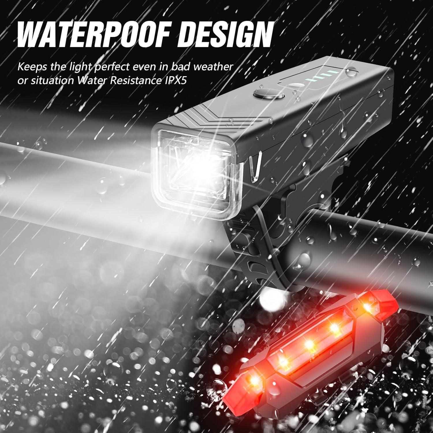 Juego de Luces para Bicicleta WGGE 300 Lúmenes Recargable USB