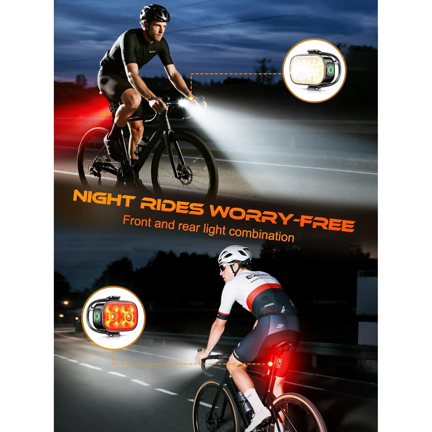 Luces de Bicicleta ISEYOU Recargables USB-C IP65 11 Modos