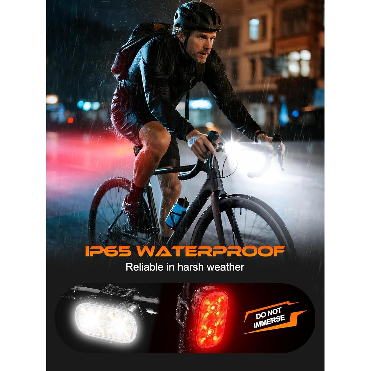 Luces de Bicicleta ISEYOU Recargables USB-C IP65 11 Modos