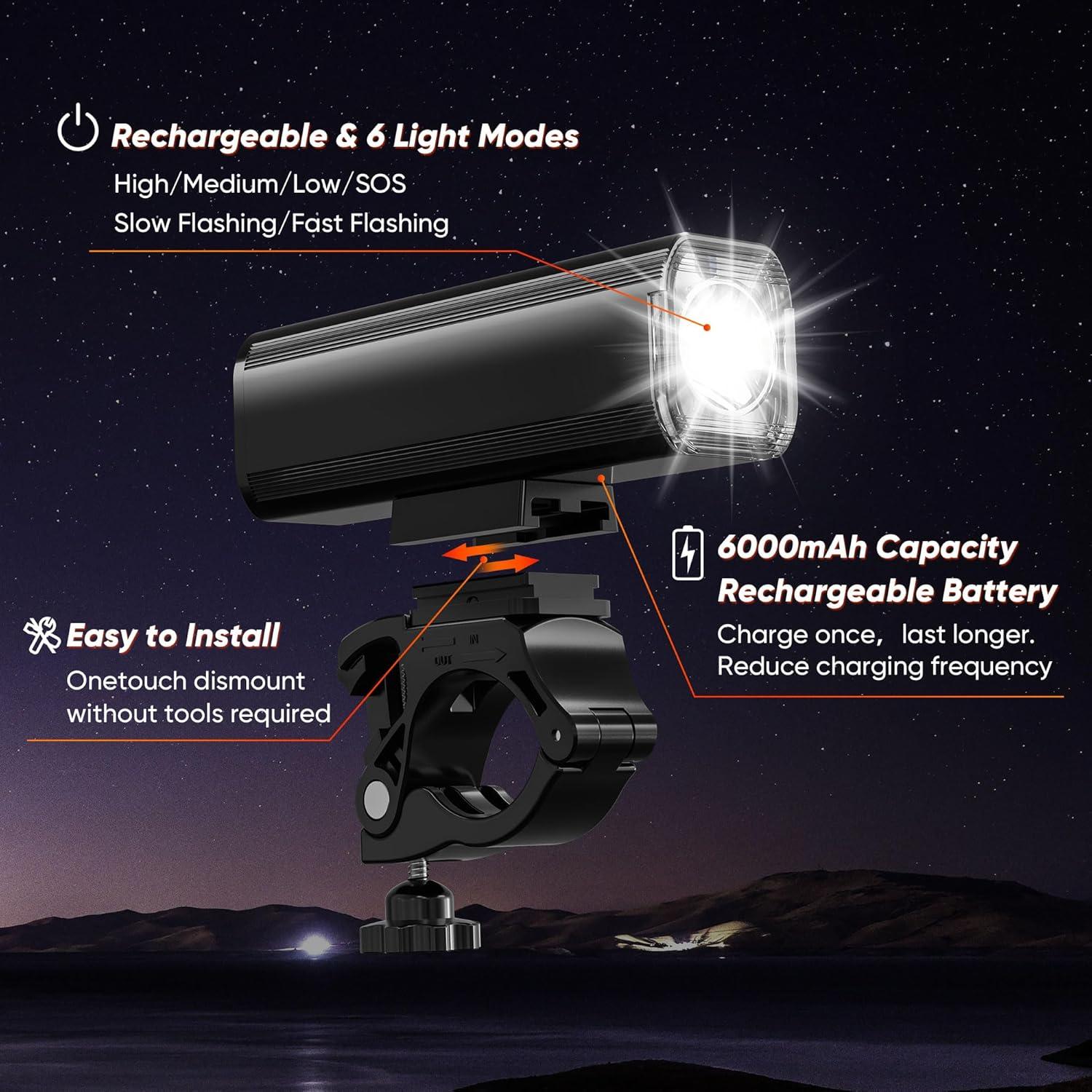 Luces de Bicicleta OLDBER QB106 Recargables 1200 Lúmenes IP65