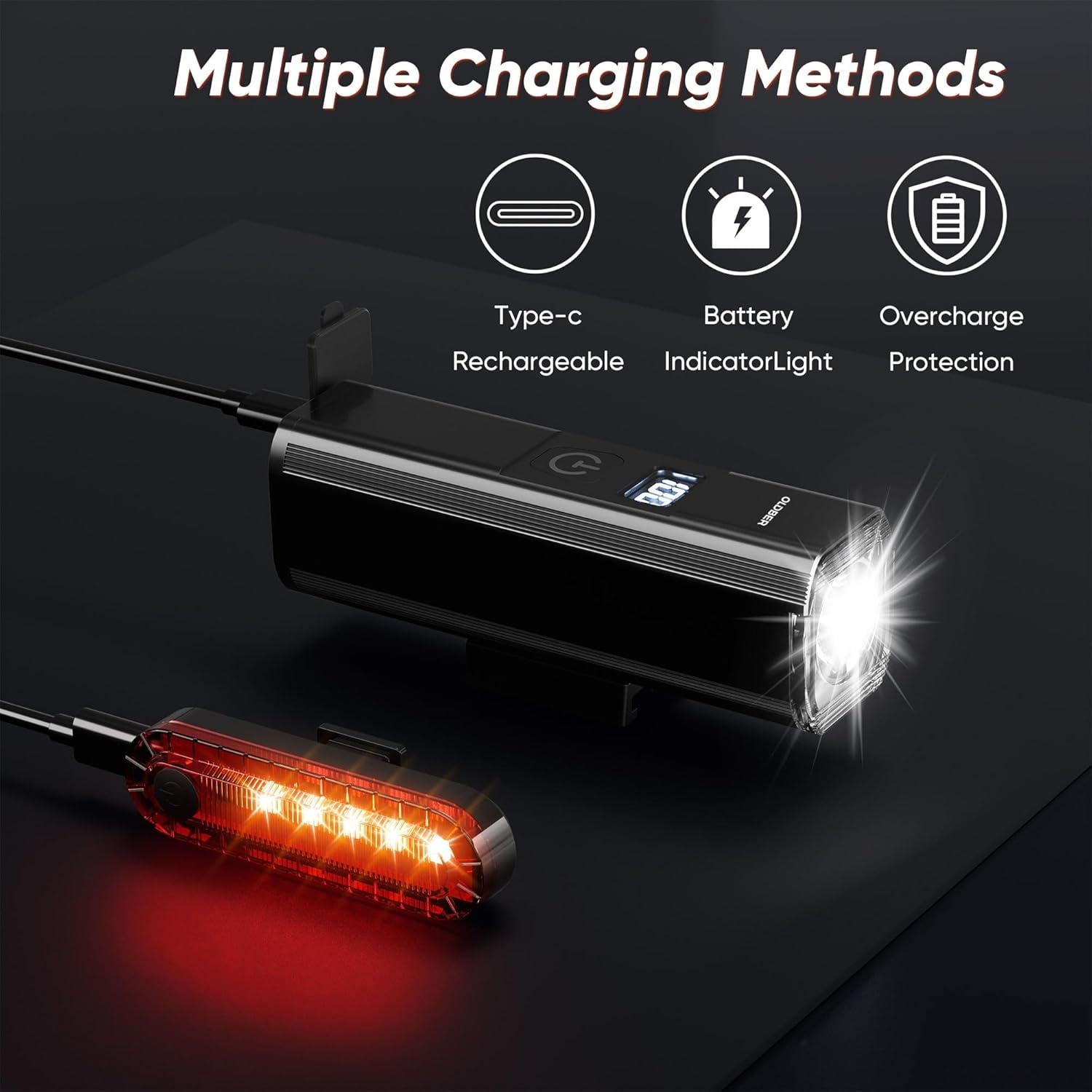 Luces de Bicicleta OLDBER QB106 Recargables 1200 Lúmenes IP65