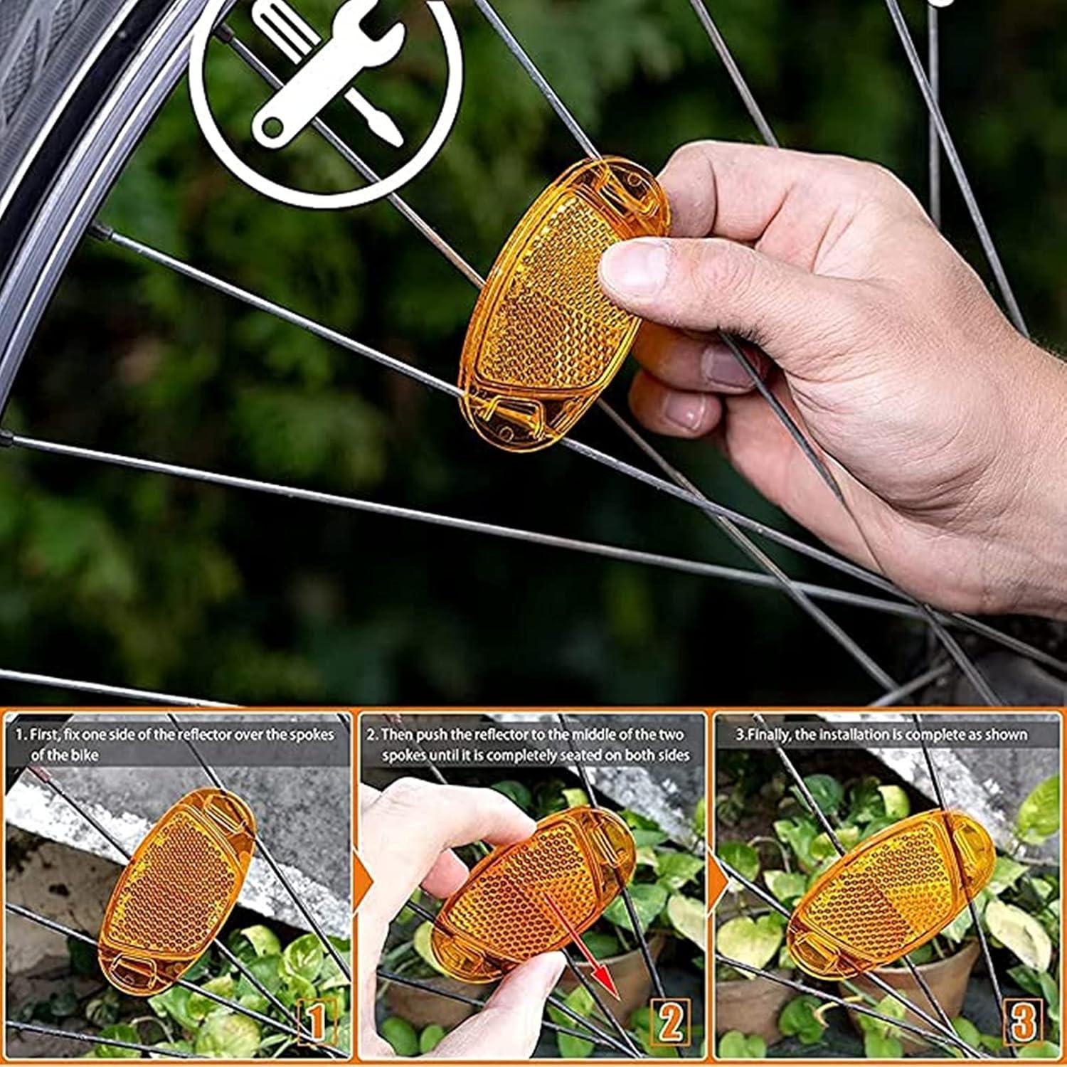 8 Reflectores de Rueda para Bicicleta XHBTS - Amarillo y Blanco