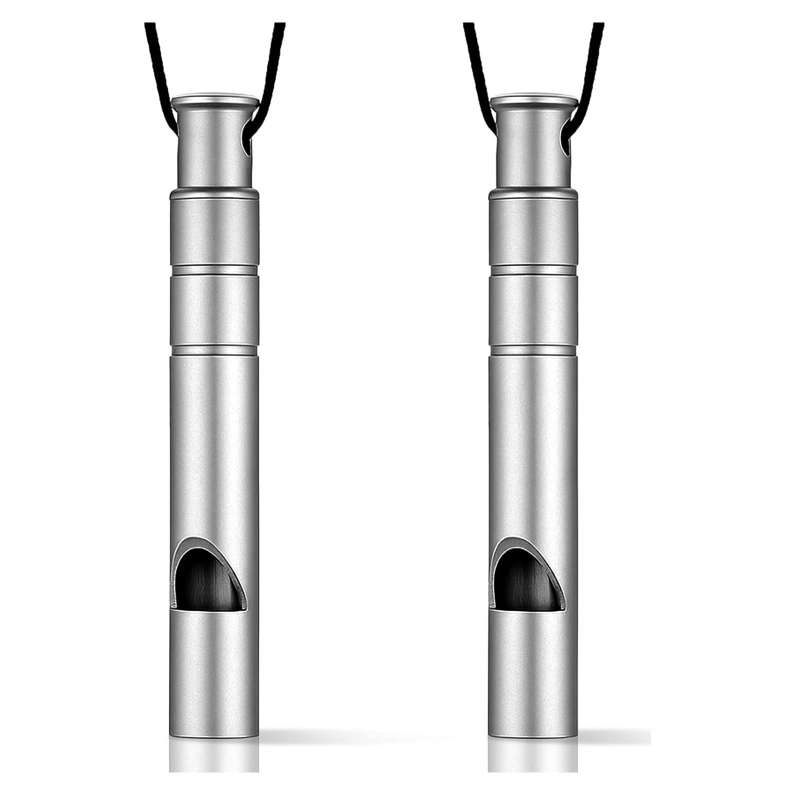2 Silbatos de Emergencia de Titanio Yuomeaz 120db con Cordón