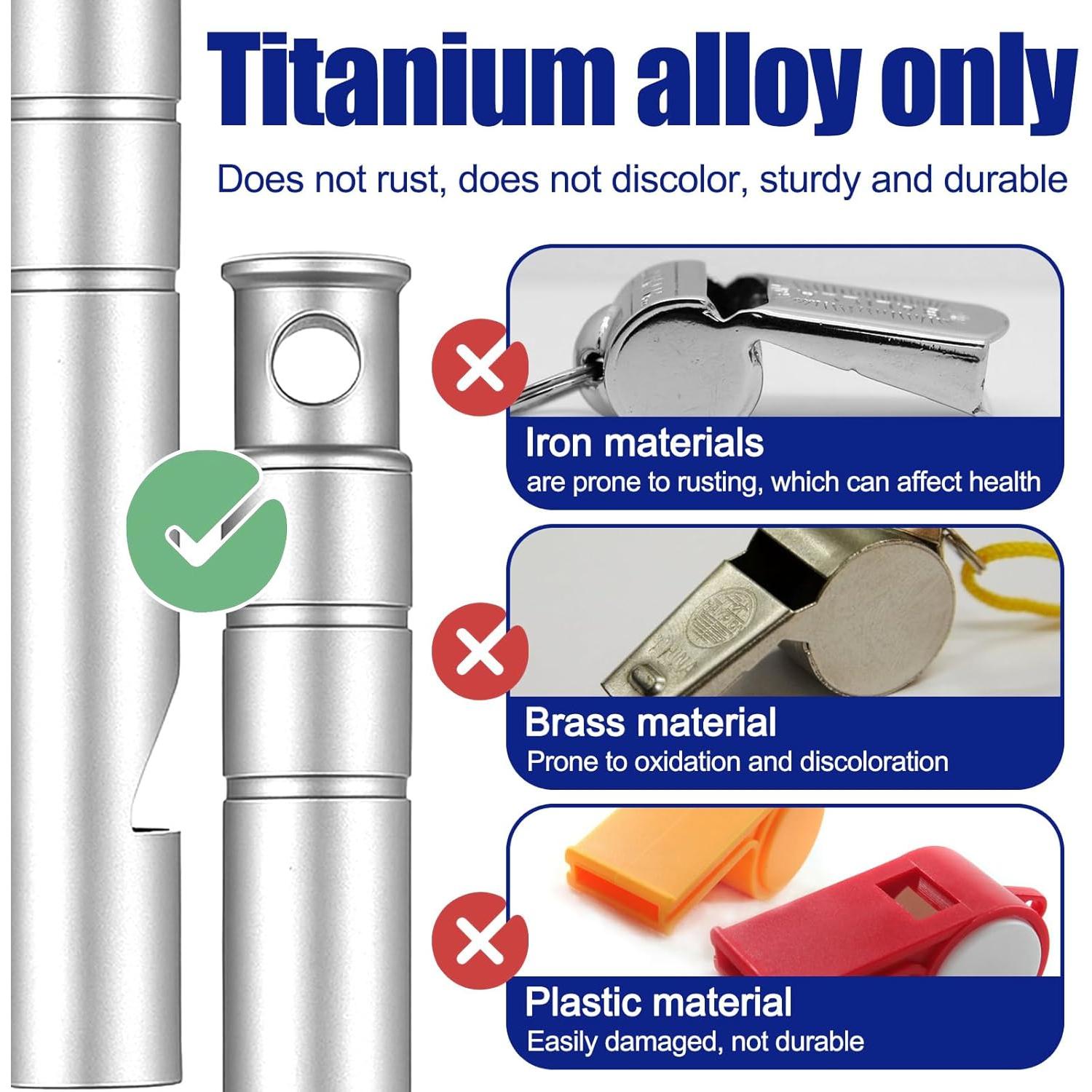 2 Silbatos de Emergencia de Titanio Yuomeaz 120db con Cordón