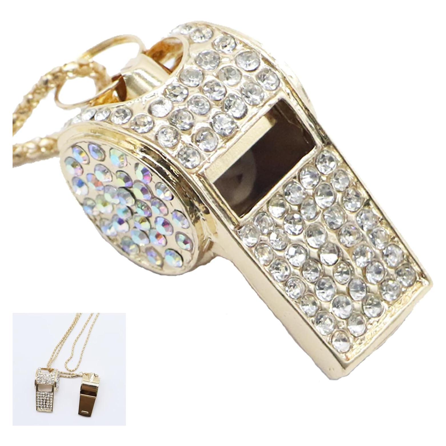 Silbato de Cristal de Metal Draduo KouShao Oro con Rhinestones