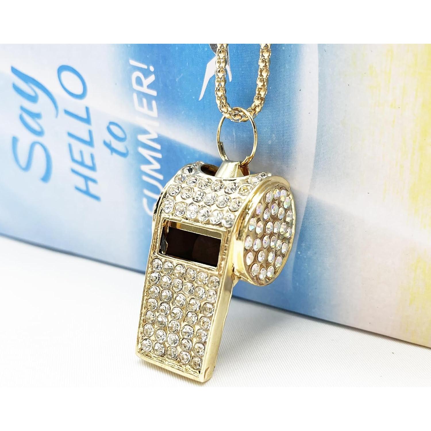 Silbato de Cristal de Metal Draduo KouShao Oro con Rhinestones