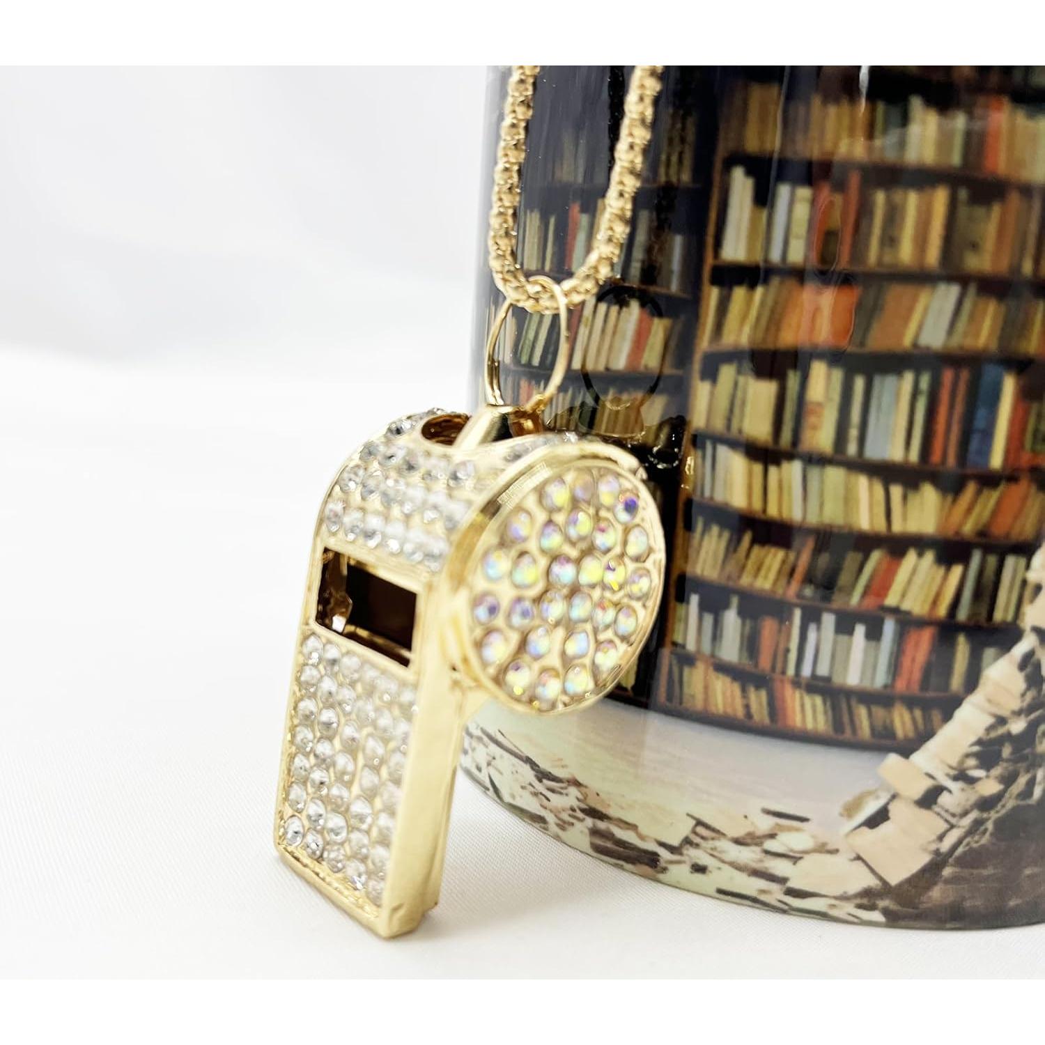 Silbato de Cristal de Metal Draduo KouShao Oro con Rhinestones