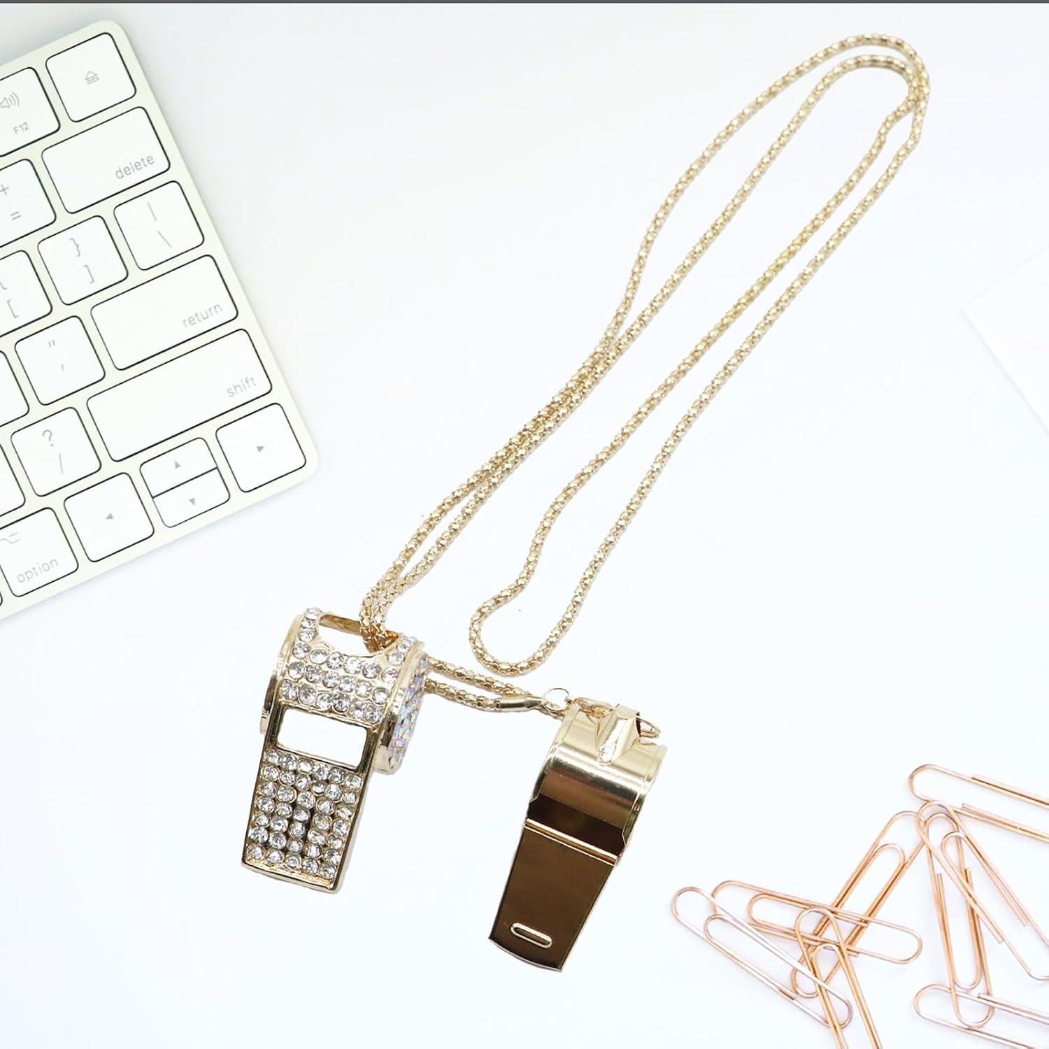 Silbato de Cristal de Metal Draduo KouShao Oro con Rhinestones