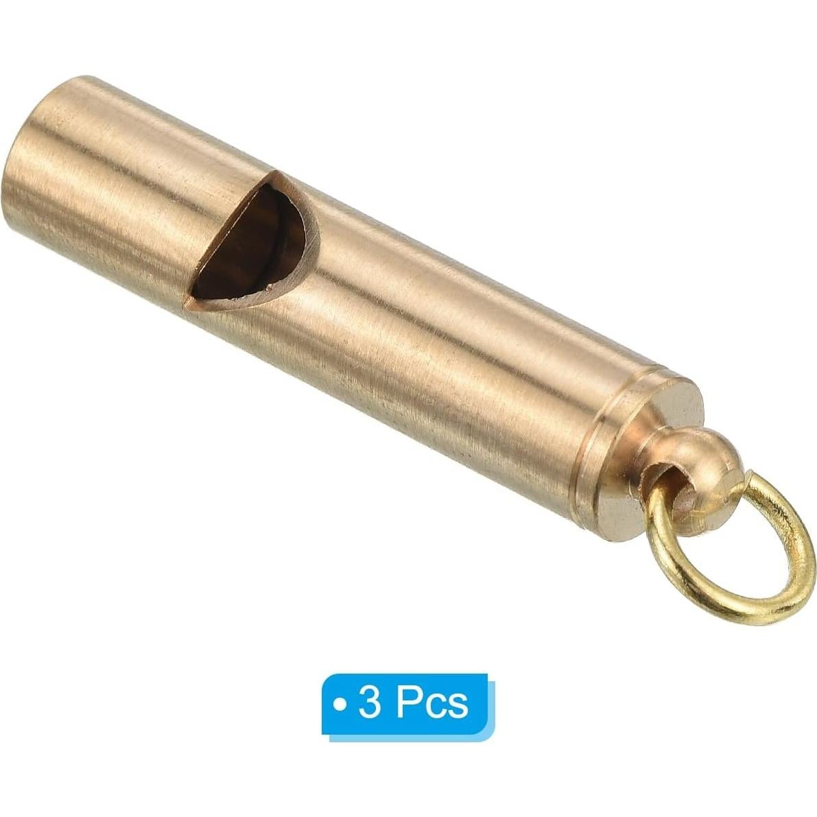 Silbatos de Emergencia PATIKIL - Paquete de 3, Bronce, 4.2 cm