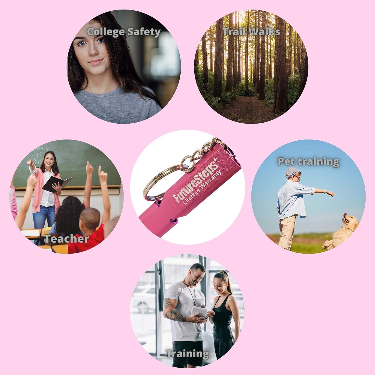 Silbato Rosa FutureSteps 120dB con Cordón - Emergencias y Deportes