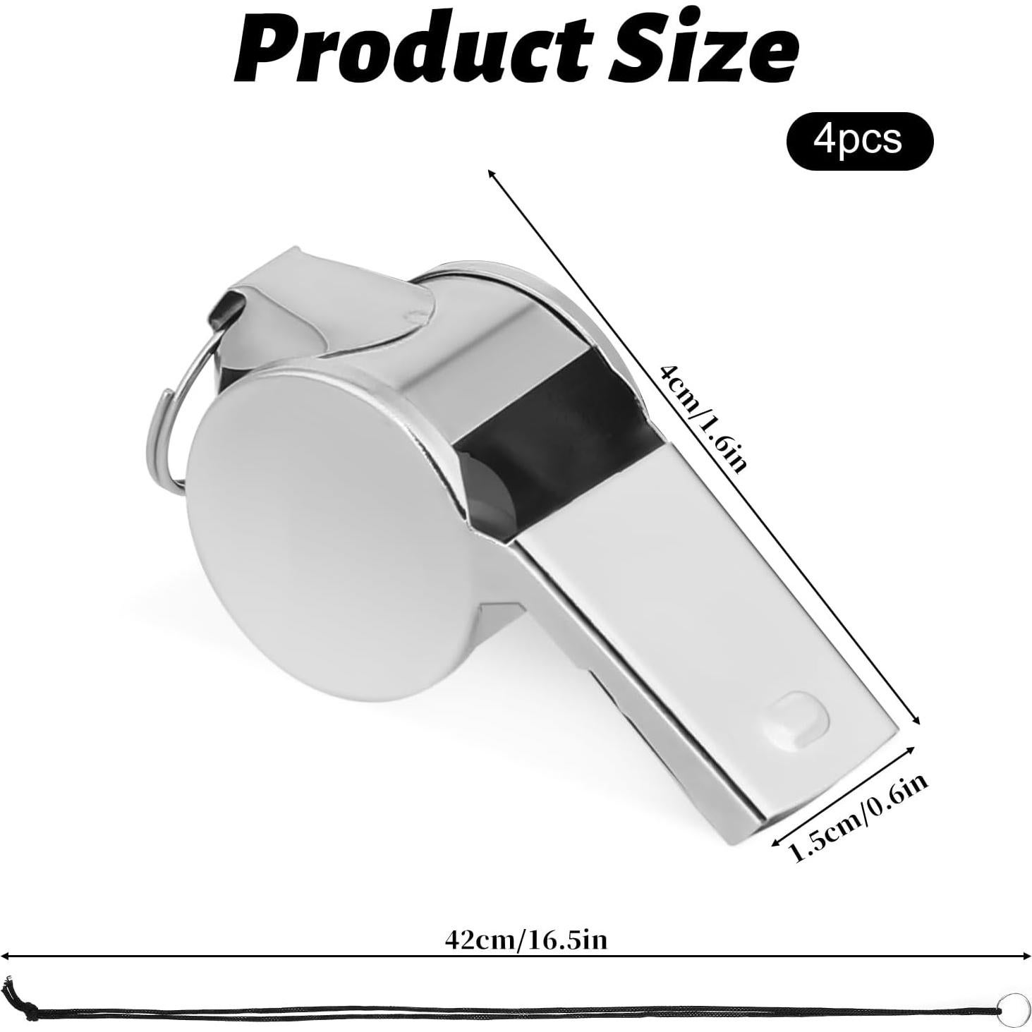 Silbatos Deportivos BOHUIZ Acero Inoxidable 4 Pcs con Cordón