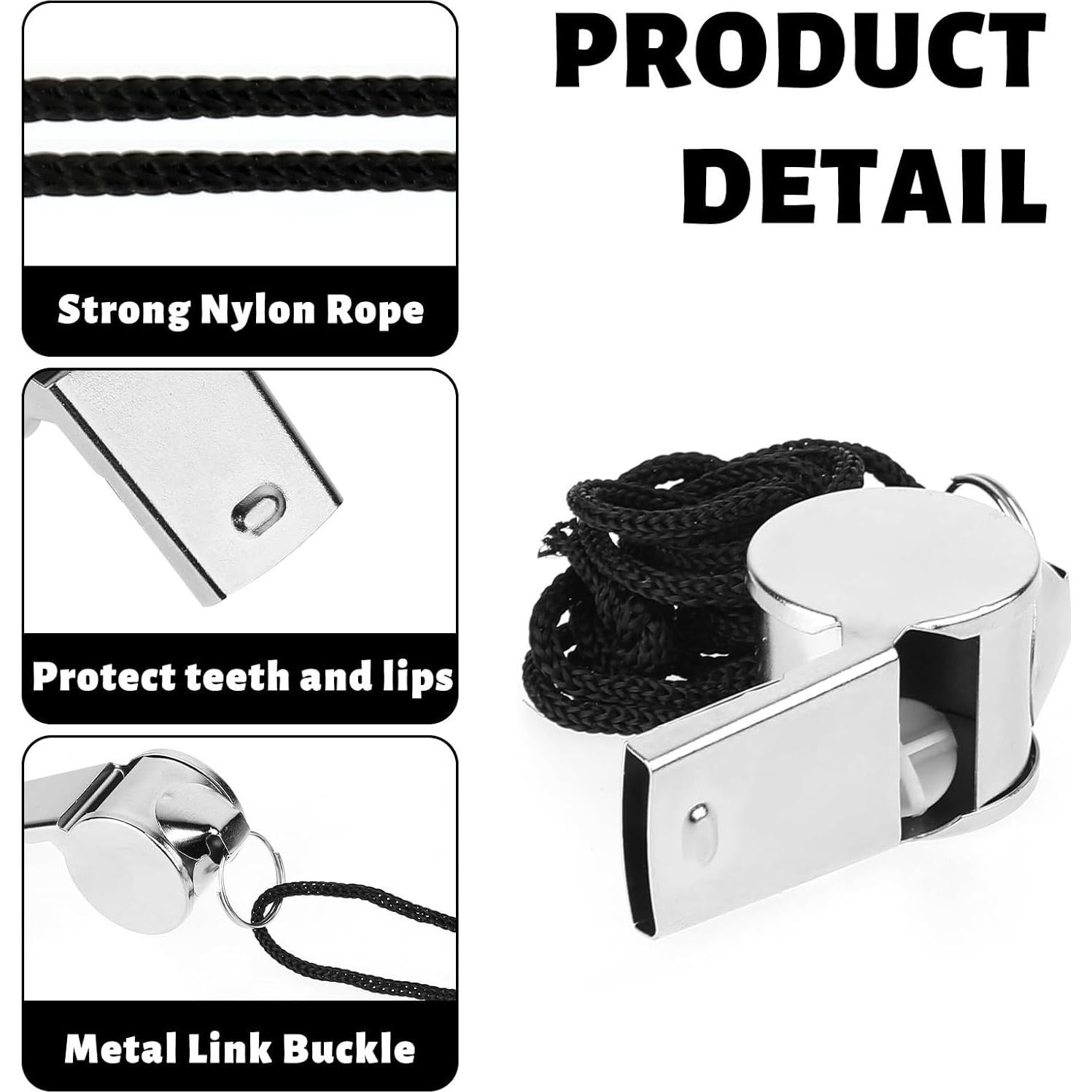 Silbatos Deportivos BOHUIZ Acero Inoxidable 4 Pcs con Cordón