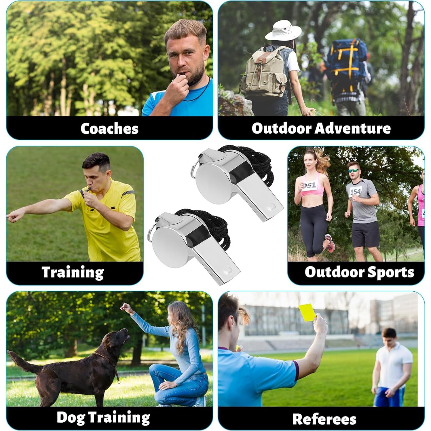 Silbatos Deportivos BOHUIZ Acero Inoxidable 4 Pcs con Cordón