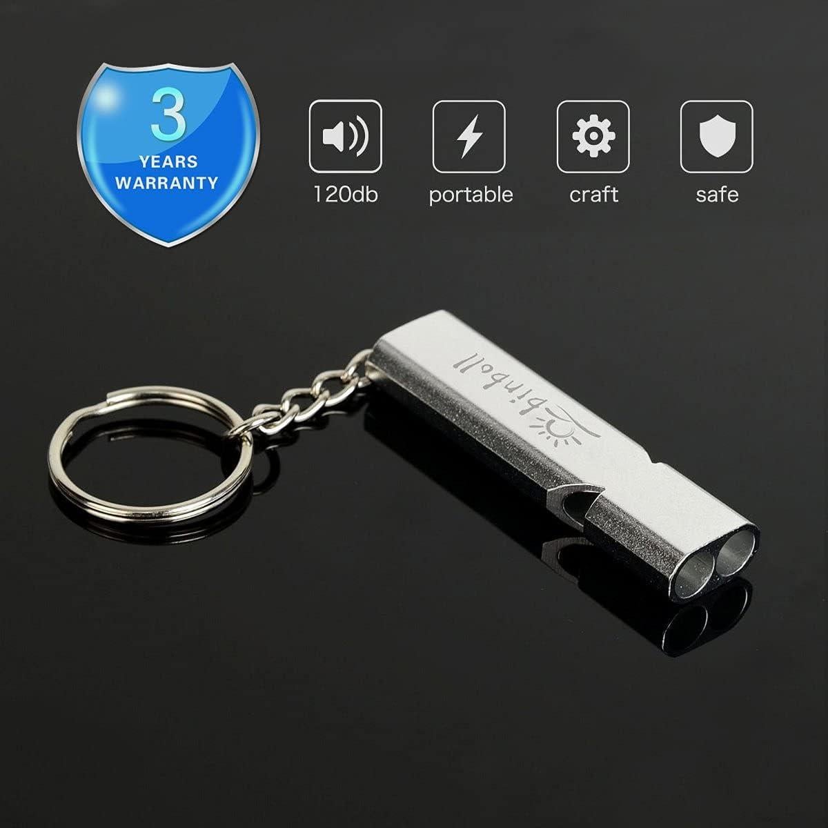 Silbato de Emergencia Binboll Doble Tubo 121db Aluminio 2 Piezas