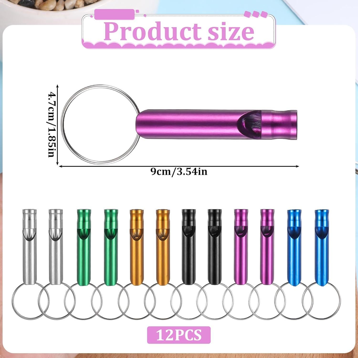 12 Silbatos de Emergencia Aluminio FdcLixuvol 6 Colores