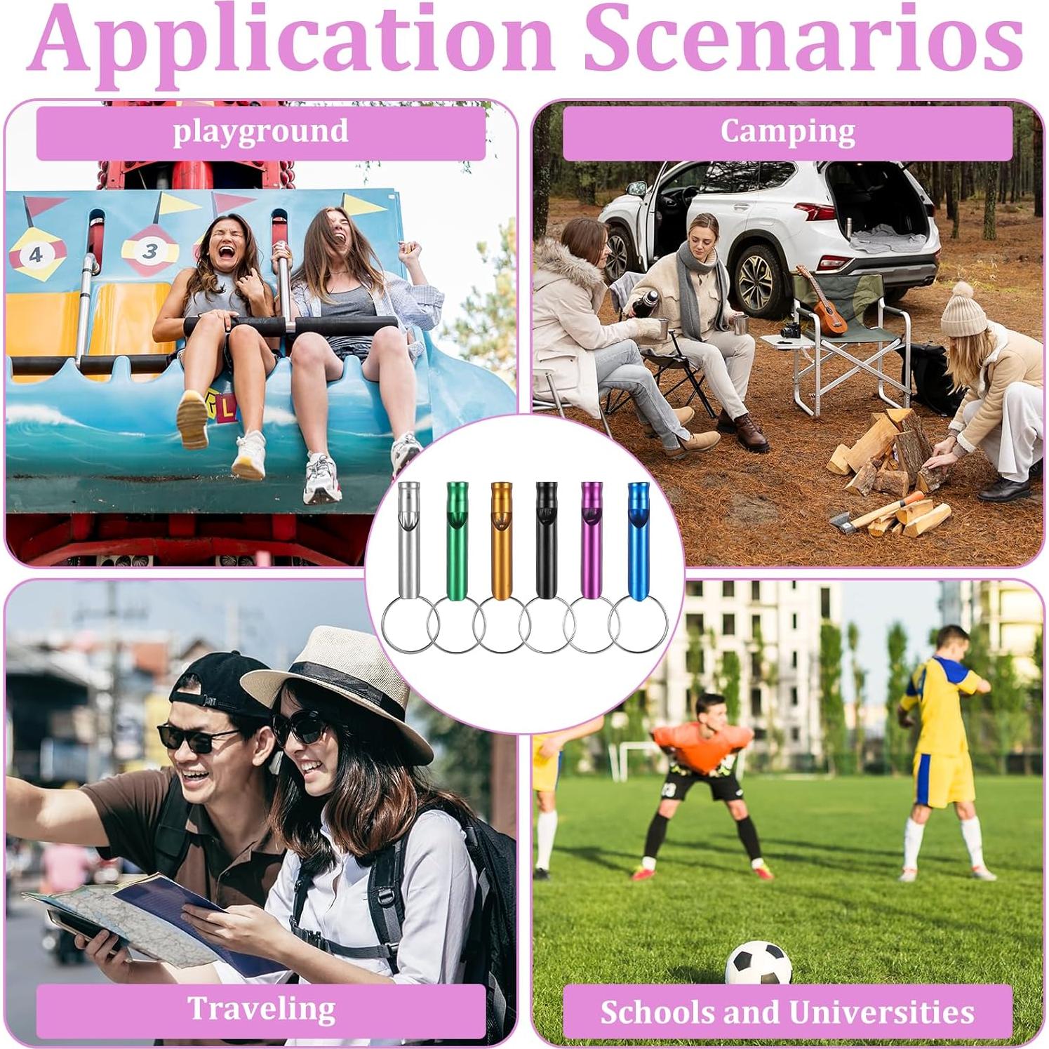 12 Silbatos de Emergencia Aluminio FdcLixuvol 6 Colores