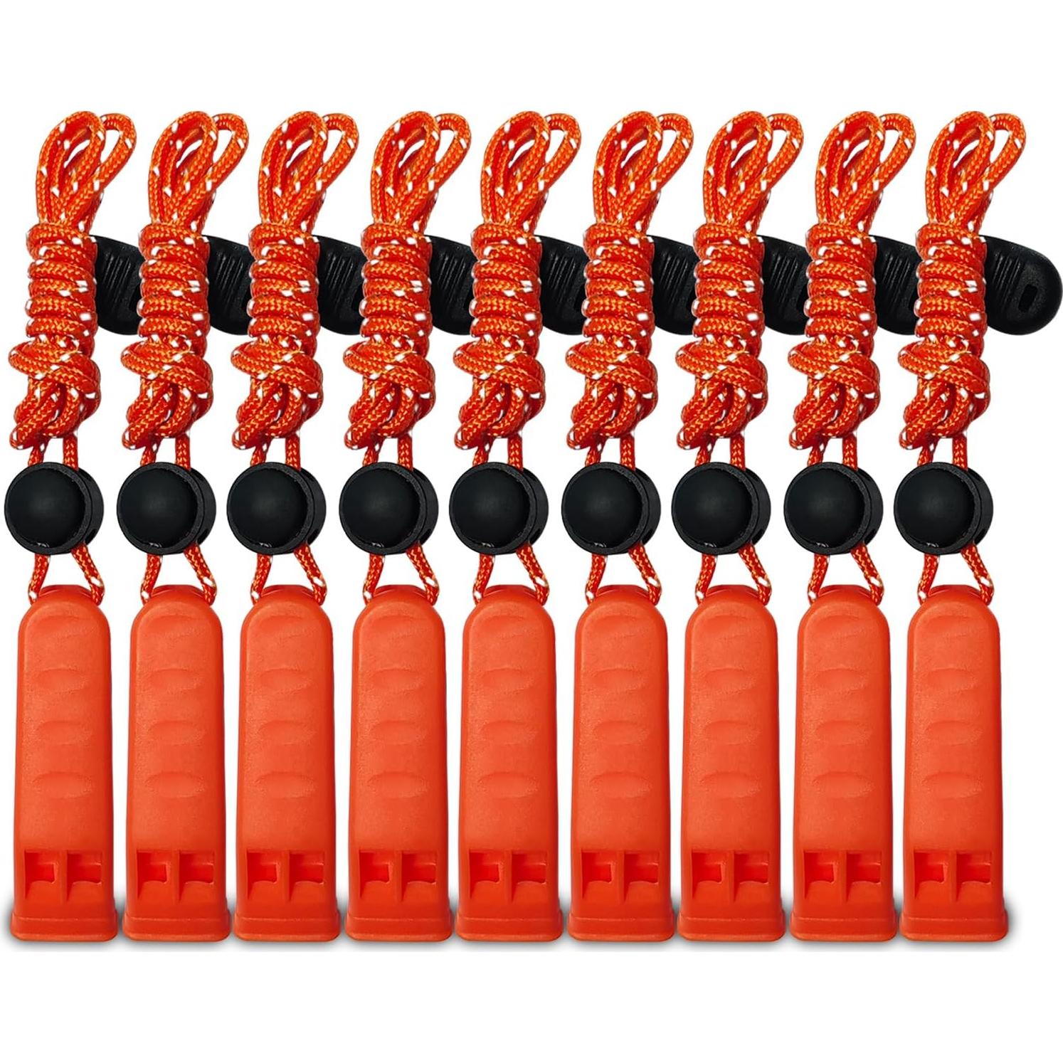 Paquete de 9 Silbatos de Emergencia Amzonly 120db Naranja